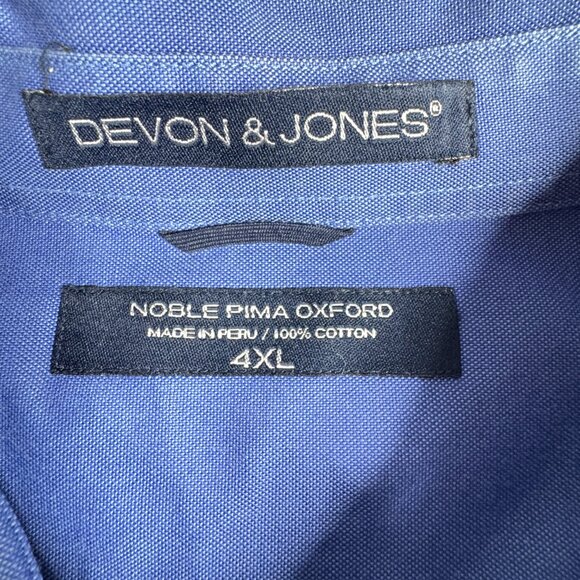 Devon & Jones Blue Noble Pima Oxford Button Down Shirt Men’s 4XL - Picture 2 of 9